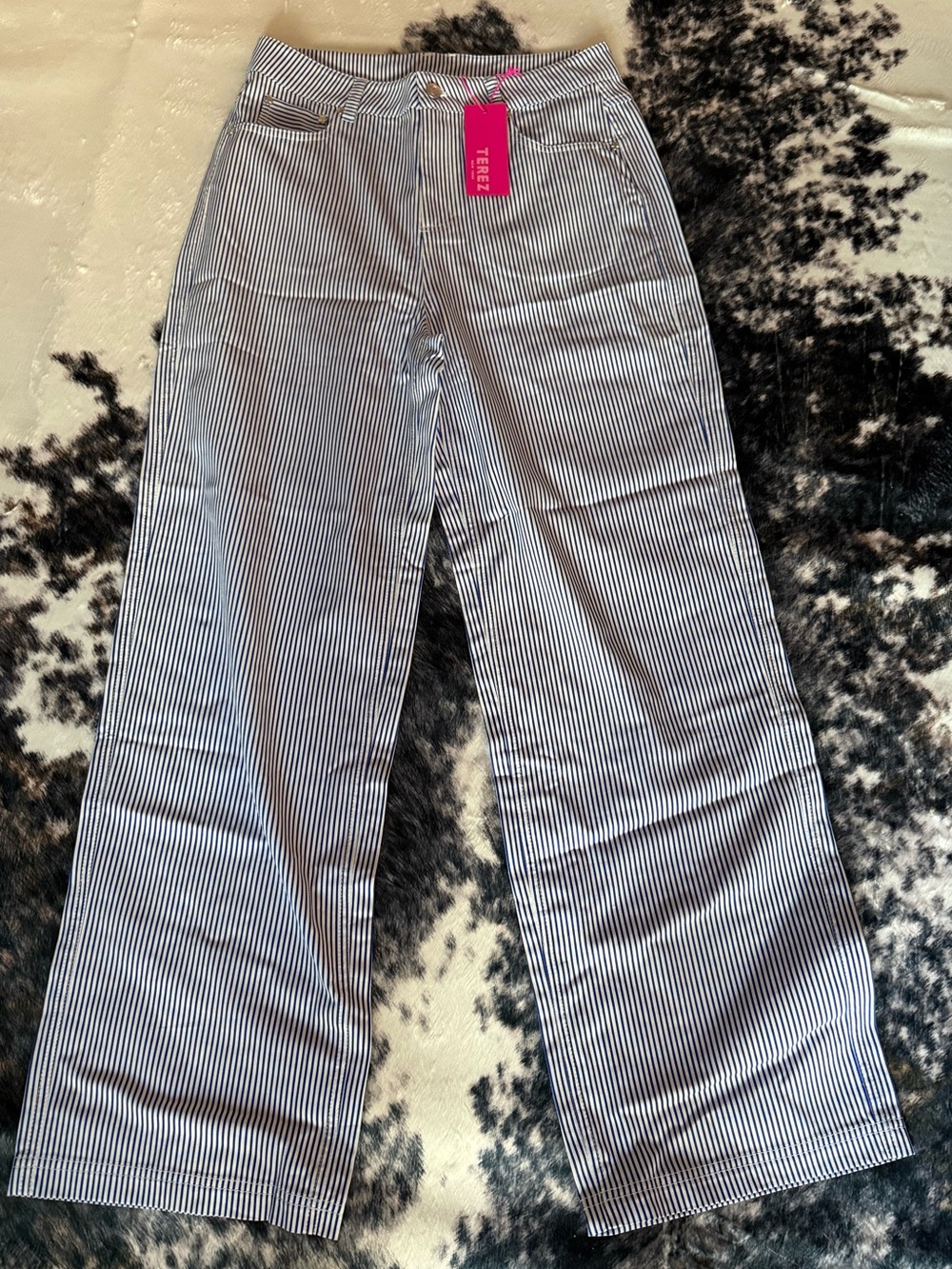 NWT TEREZ Women’s Twill Pants Electric Blue Stripe